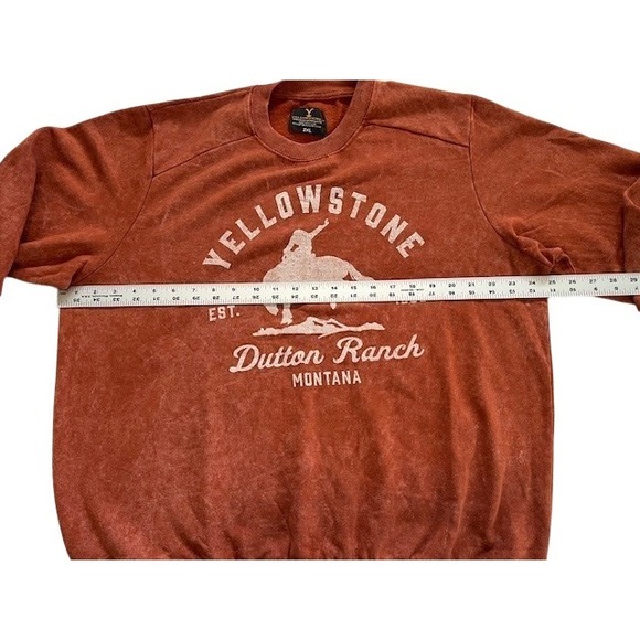 Yellowstone Dutton Ranch Montana Graphic Sweatshirt Crewneck 2XL Orange - Picture 4 of 6